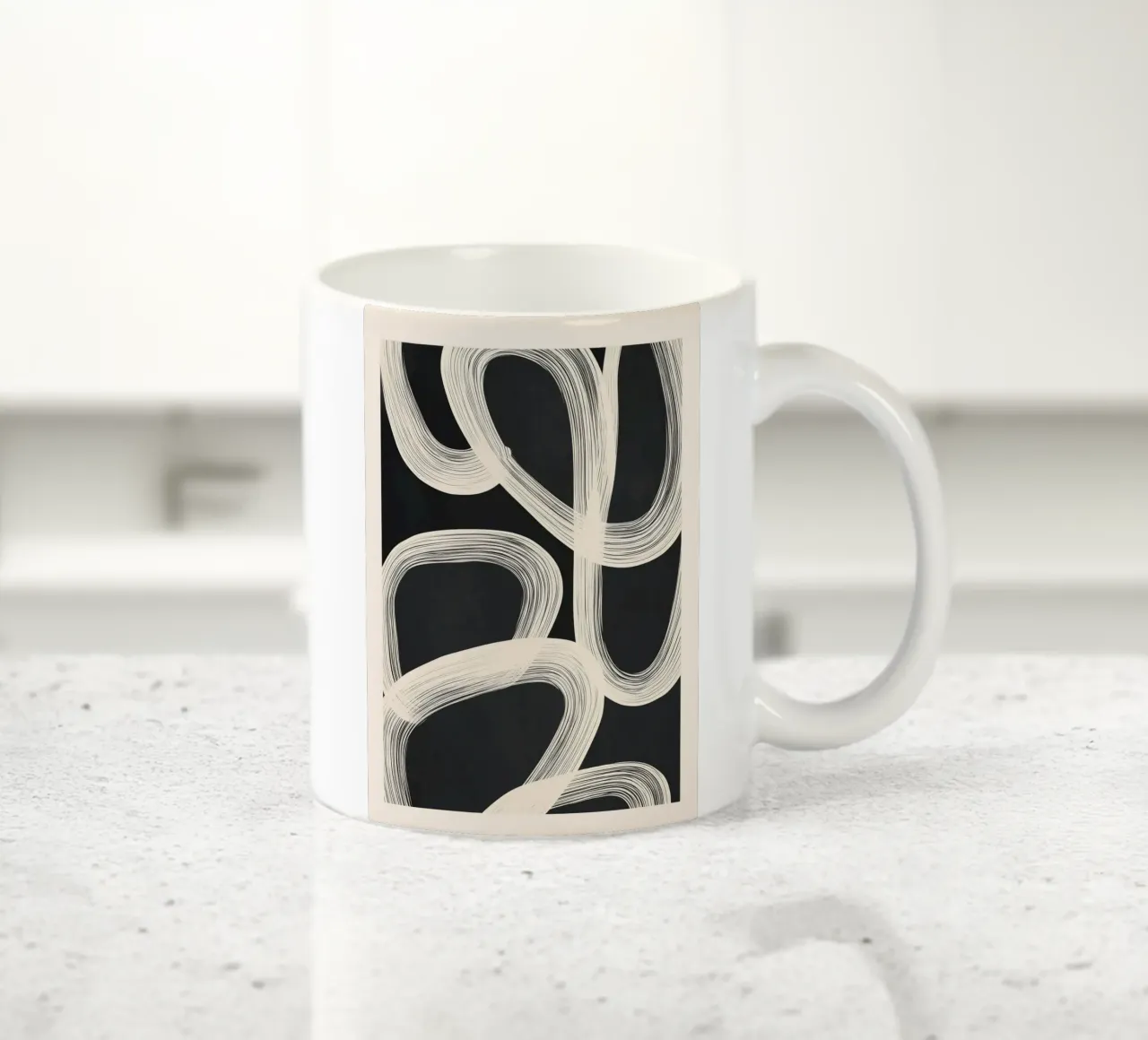 Black and White Abstract Line Art No. 2 tazza in ceramica da Flow Line