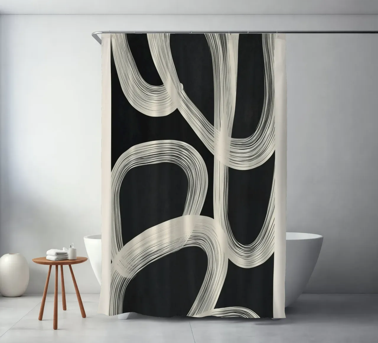 Black and White Abstract Line Art No. 2 tenda da doccia da Flow Line
