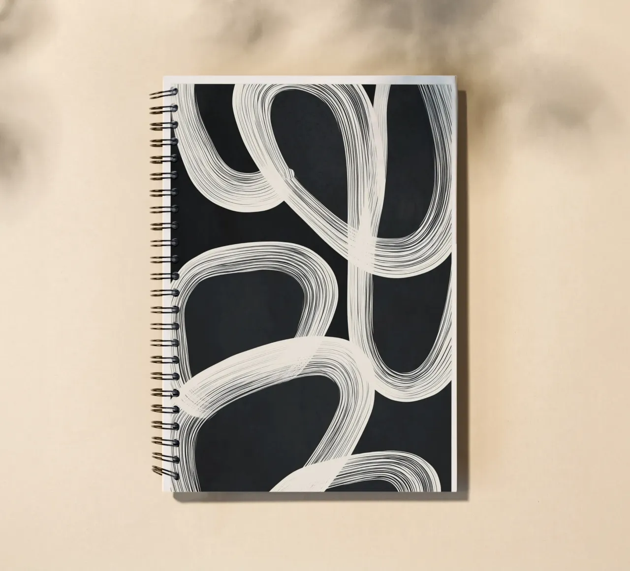 Black and White Abstract Line Art No. 2 spiral notebook by Flow Line