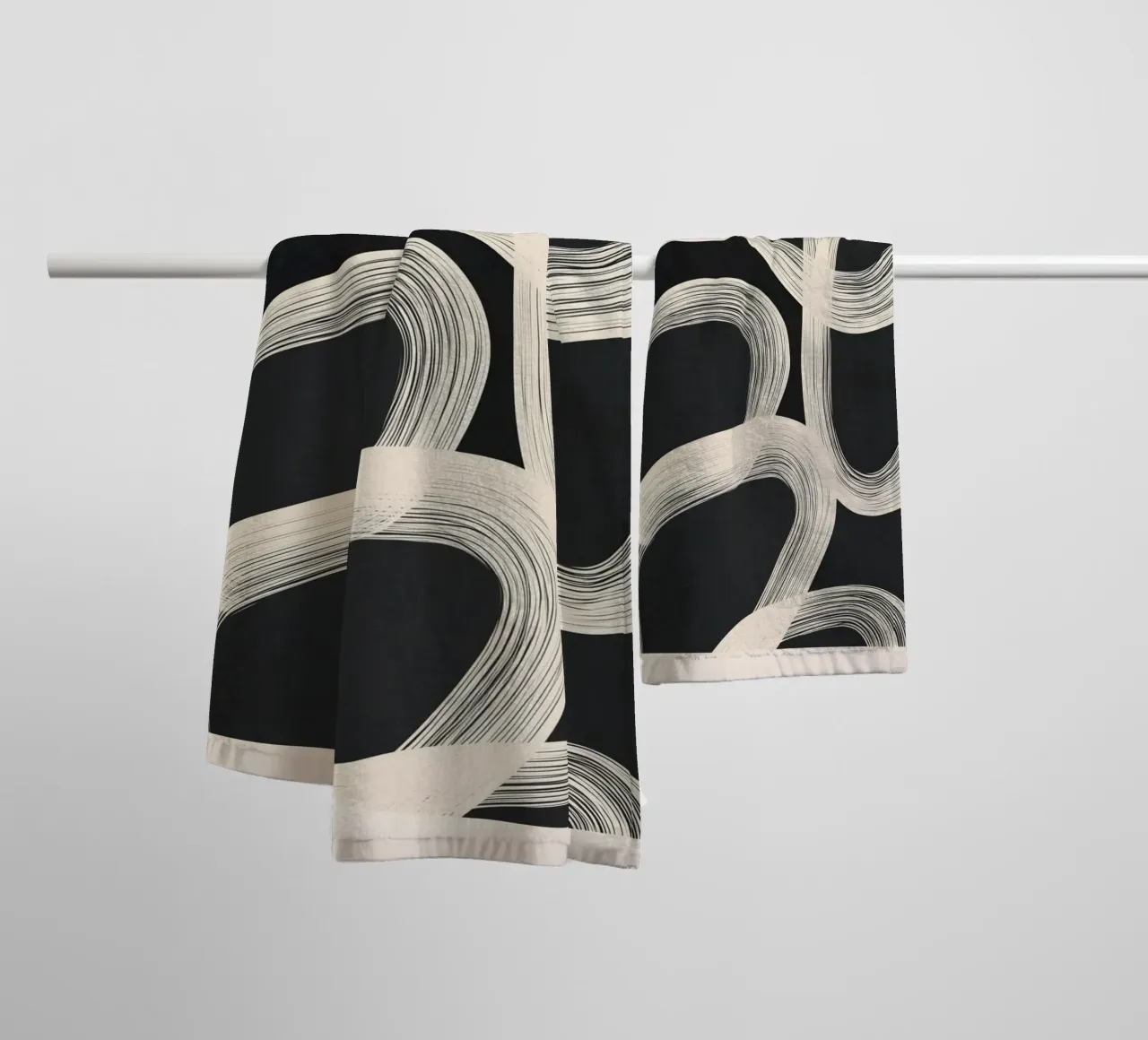 Black and White Abstract Line Art No. 2 asciugamano da bagno da Flow Line