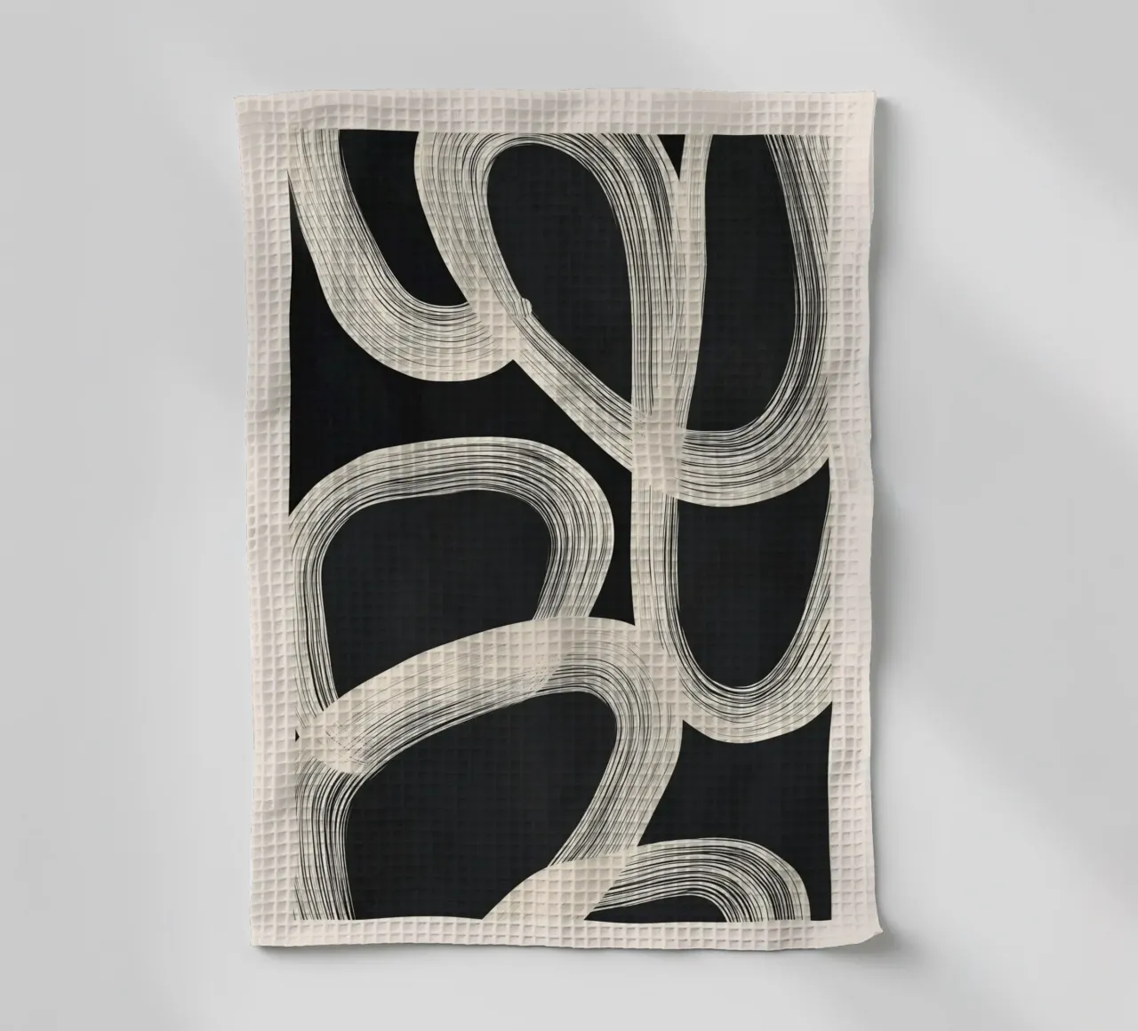Black and White Abstract Line Art No. 2 canovaccio da cucina da Flow Line