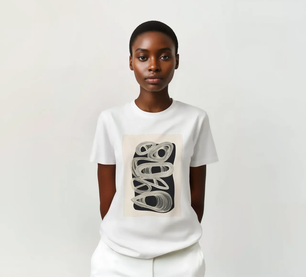 Continuous Flow - Monochrome Abstract Design t-shirt da Flow Line