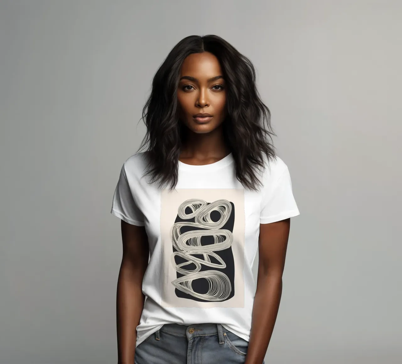 Continuous Flow - Monochrome Abstract Design camiseta de mujer de Flow Line