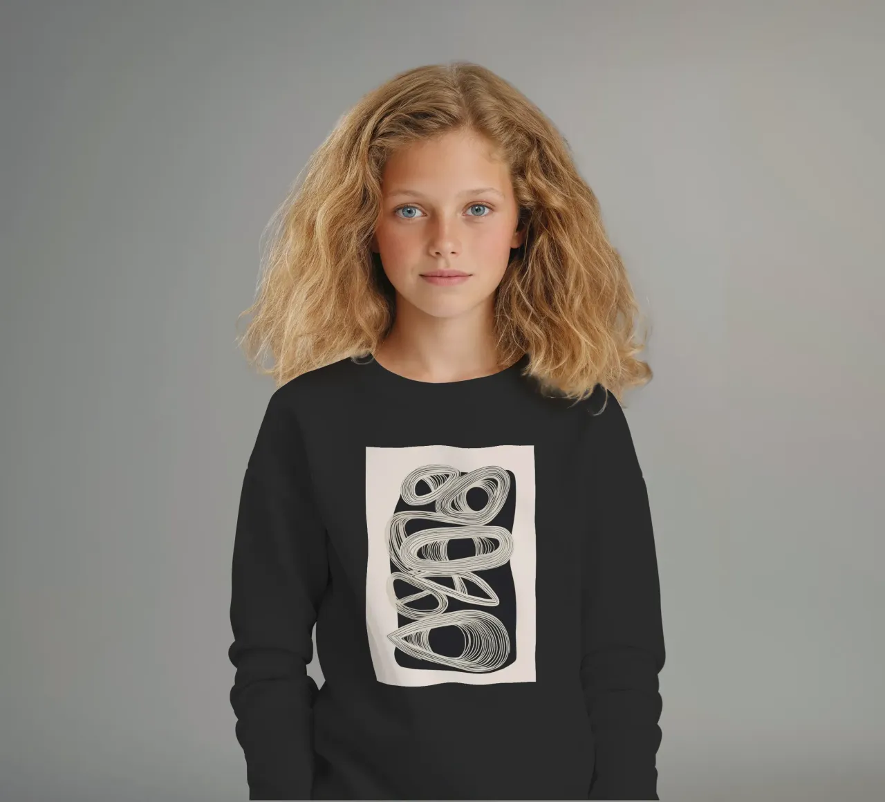 Continuous Flow - Monochrome Abstract Design felpa bambino da Flow Line