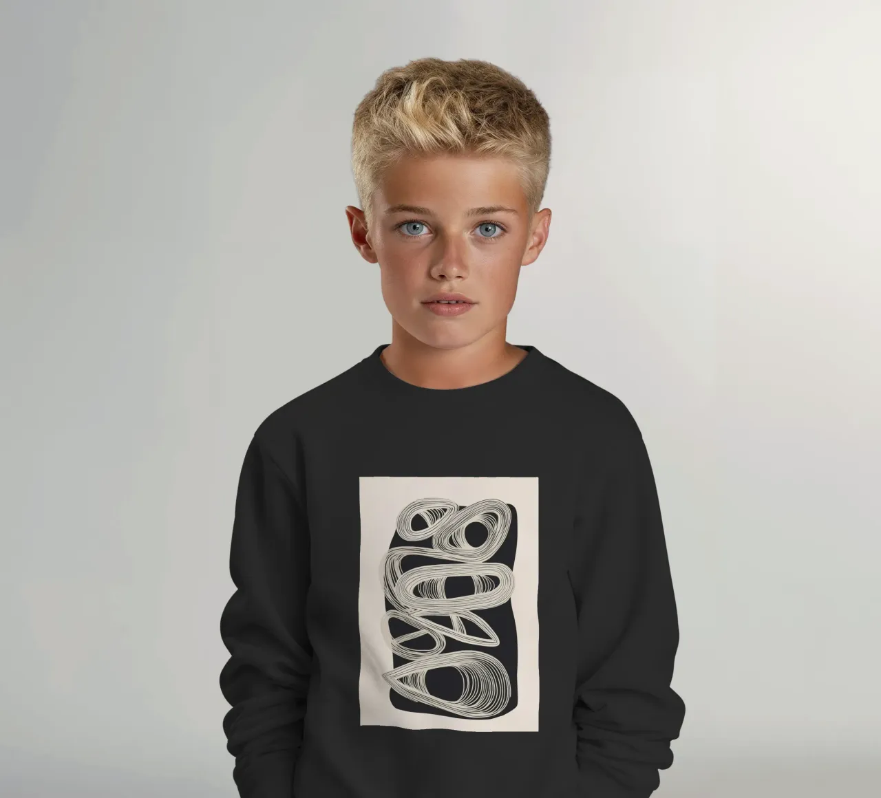 Continuous Flow - Monochrome Abstract Design felpa bambino da Flow Line