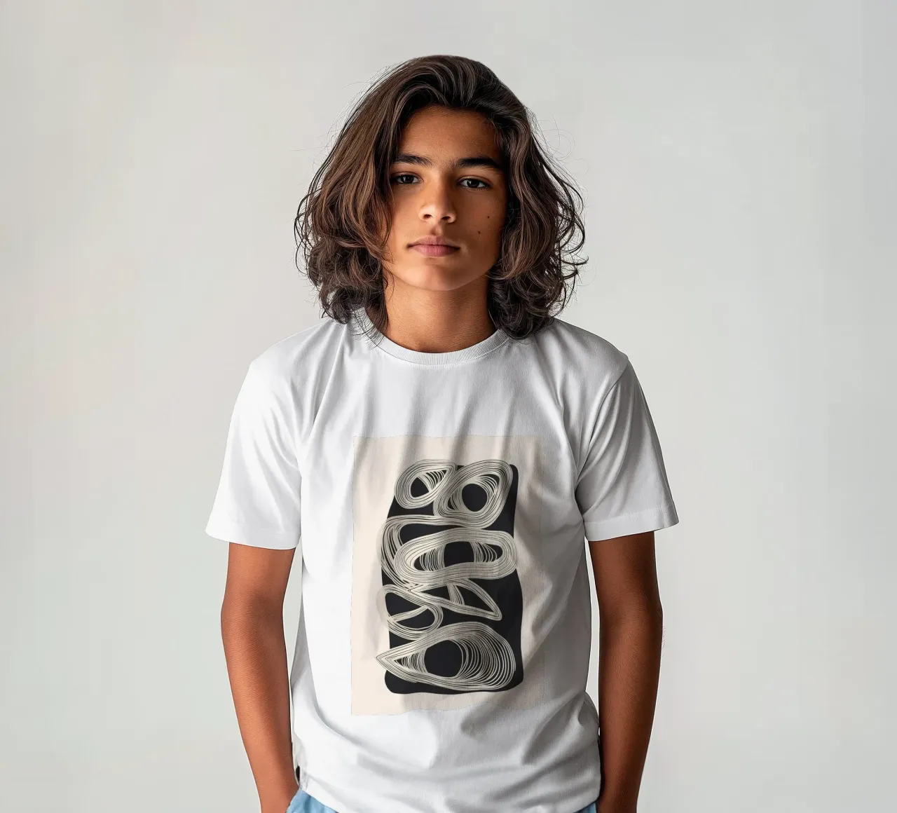 Continuous Flow - Monochrome Abstract Design t-shirt bambini da Flow Line