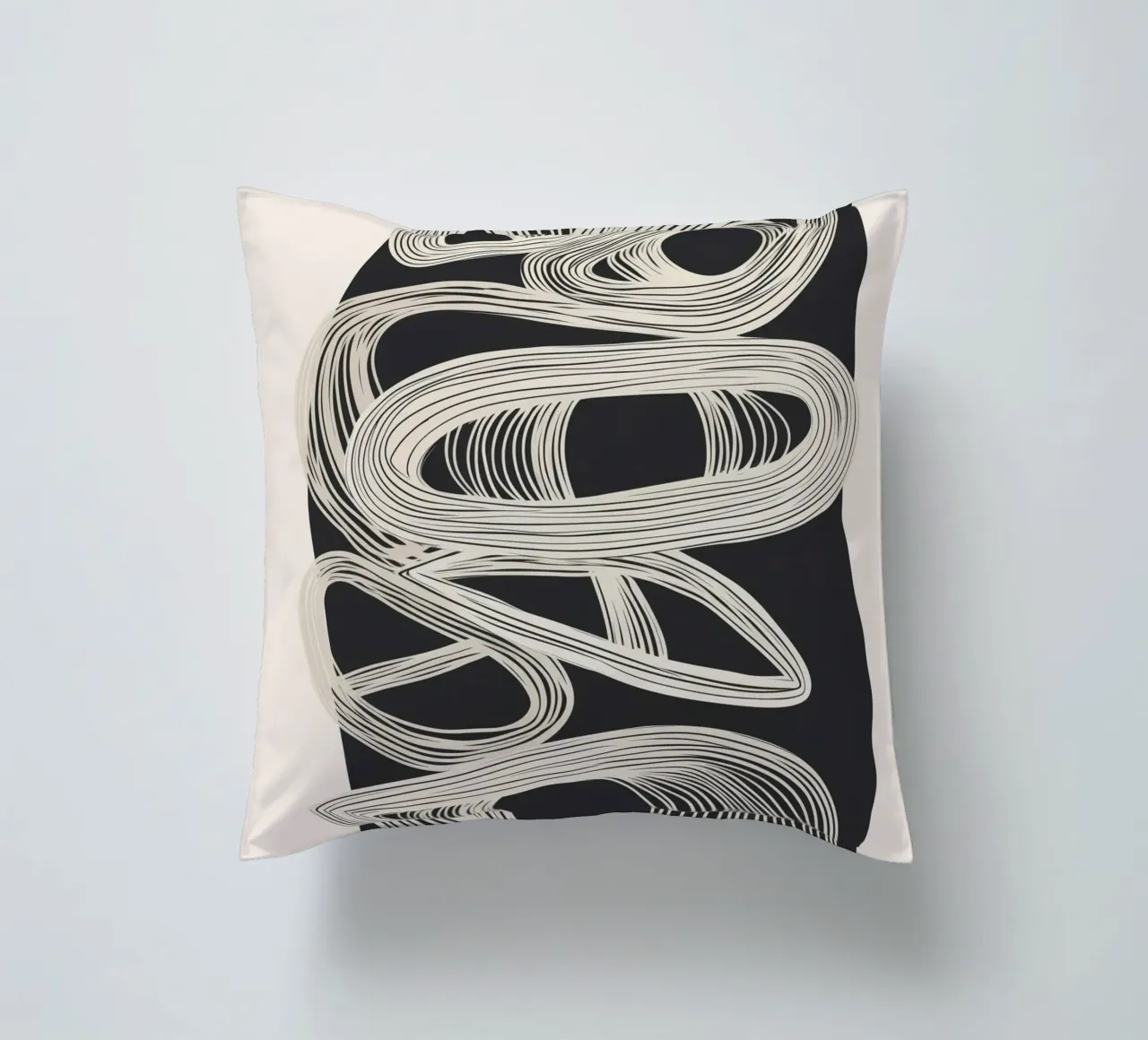 Continuous Flow - Monochrome Abstract Design Kissen von Flow Line
