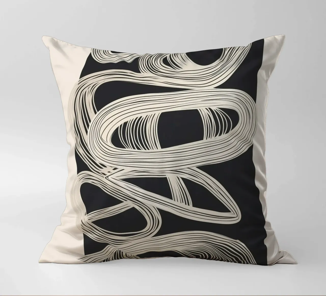 Continuous Flow - Monochrome Abstract Design cuscino da Flow Line