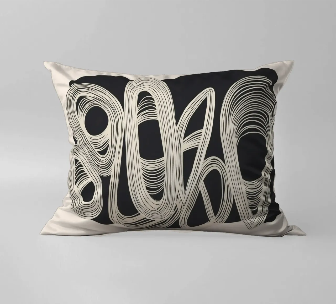 Continuous Flow - Monochrome Abstract Design Kissen von Flow Line