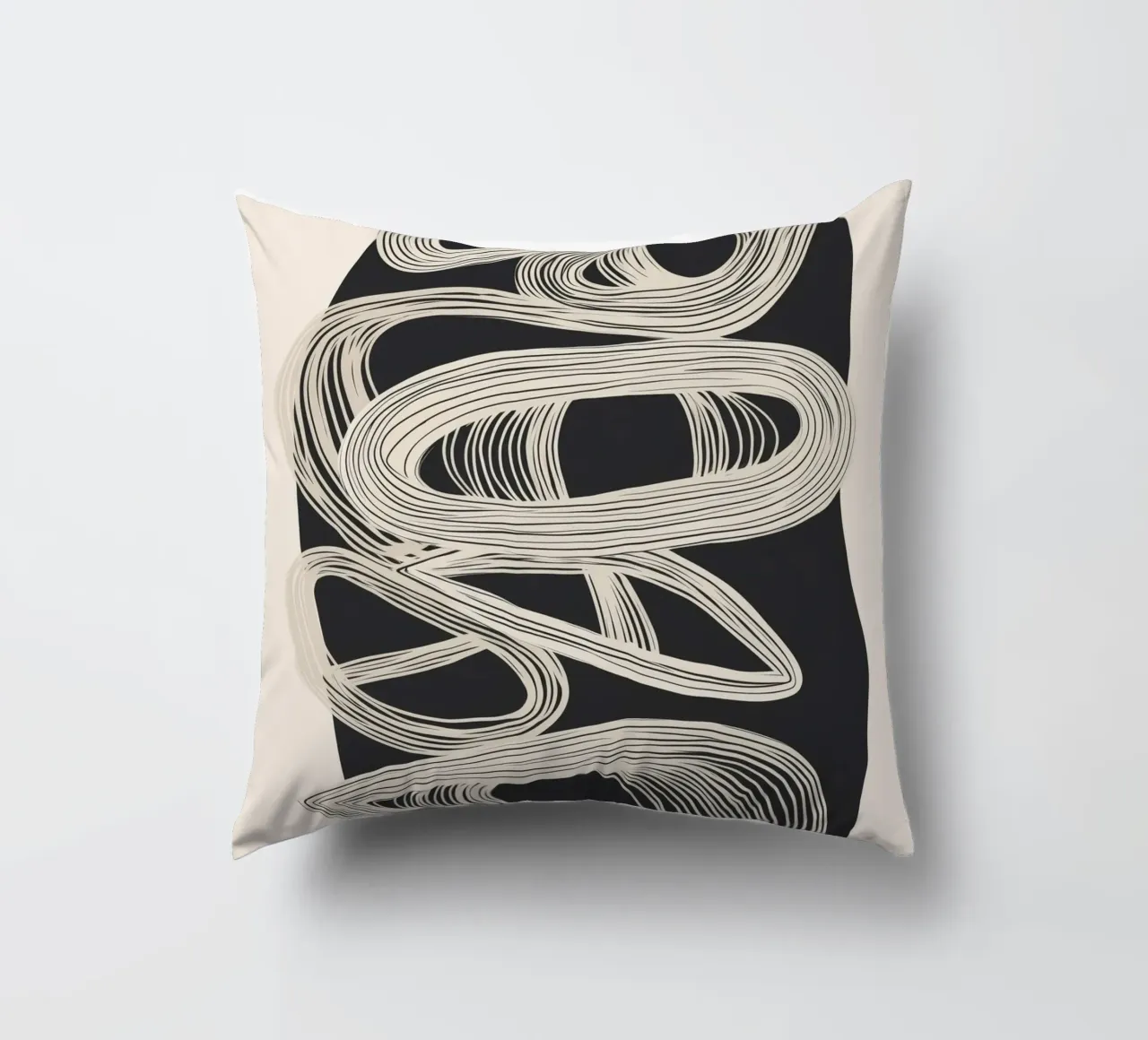 Continuous Flow - Monochrome Abstract Design Kissen von Flow Line