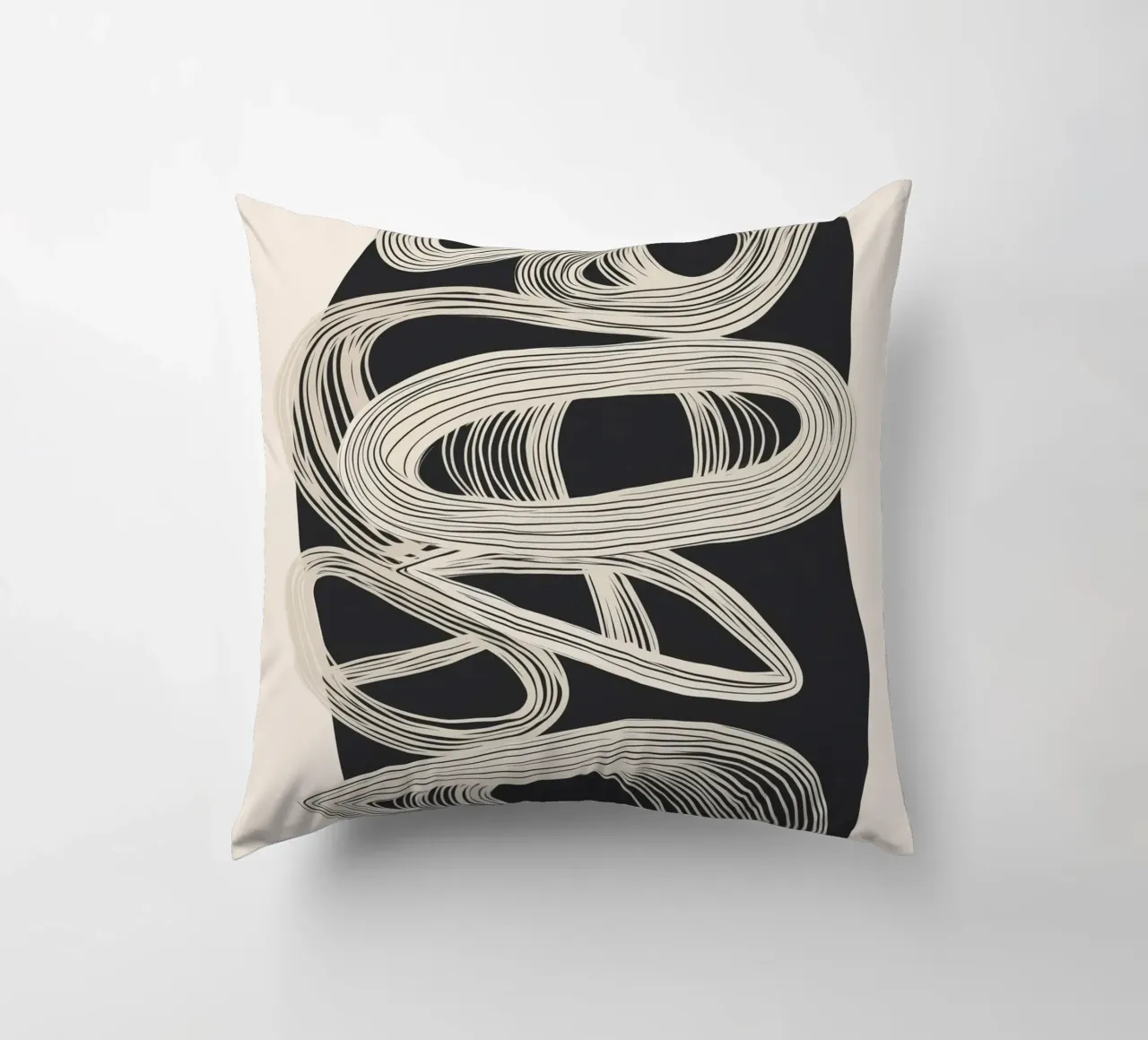 Continuous Flow - Monochrome Abstract Design Kissen von Flow Line