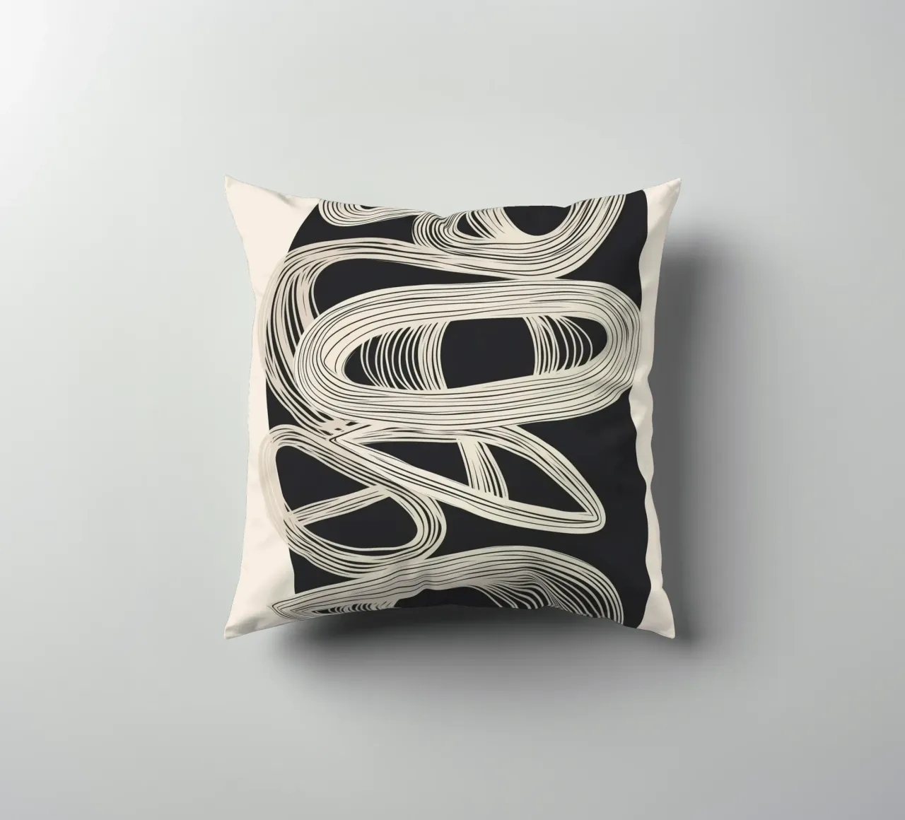Continuous Flow - Monochrome Abstract Design Kissen von Flow Line