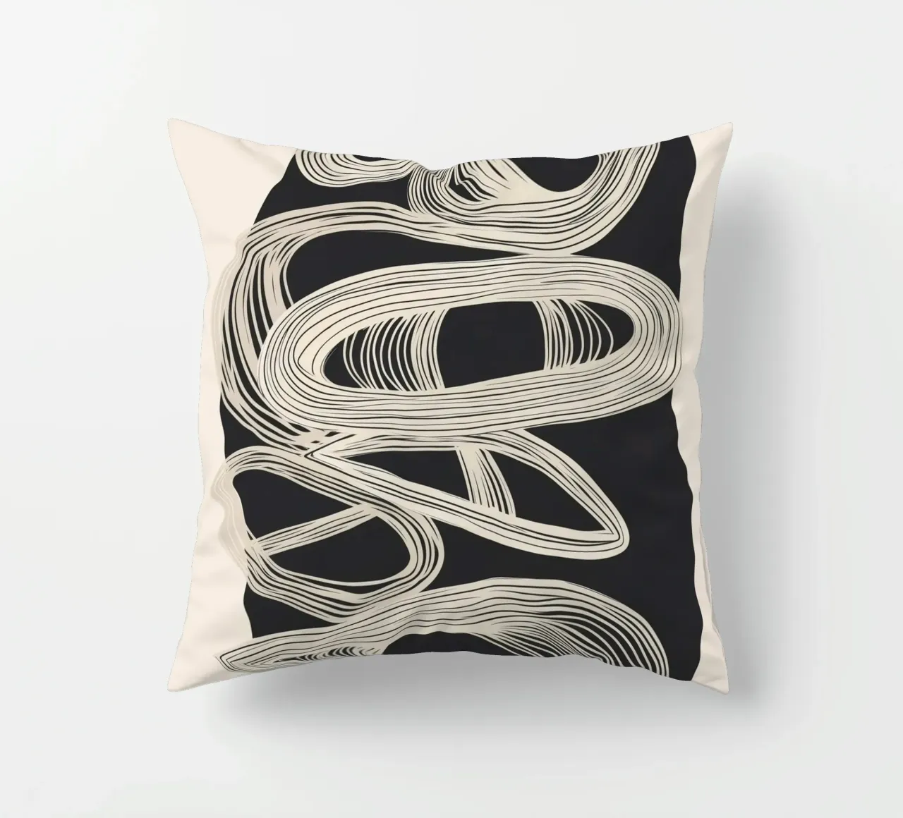 Continuous Flow - Monochrome Abstract Design Kissen von Flow Line