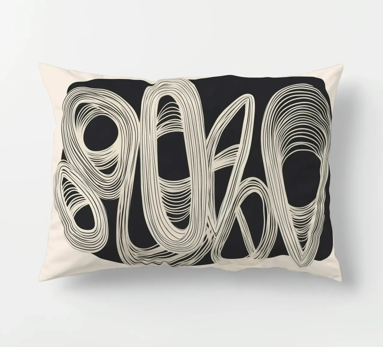 Continuous Flow - Monochrome Abstract Design Kissen von Flow Line