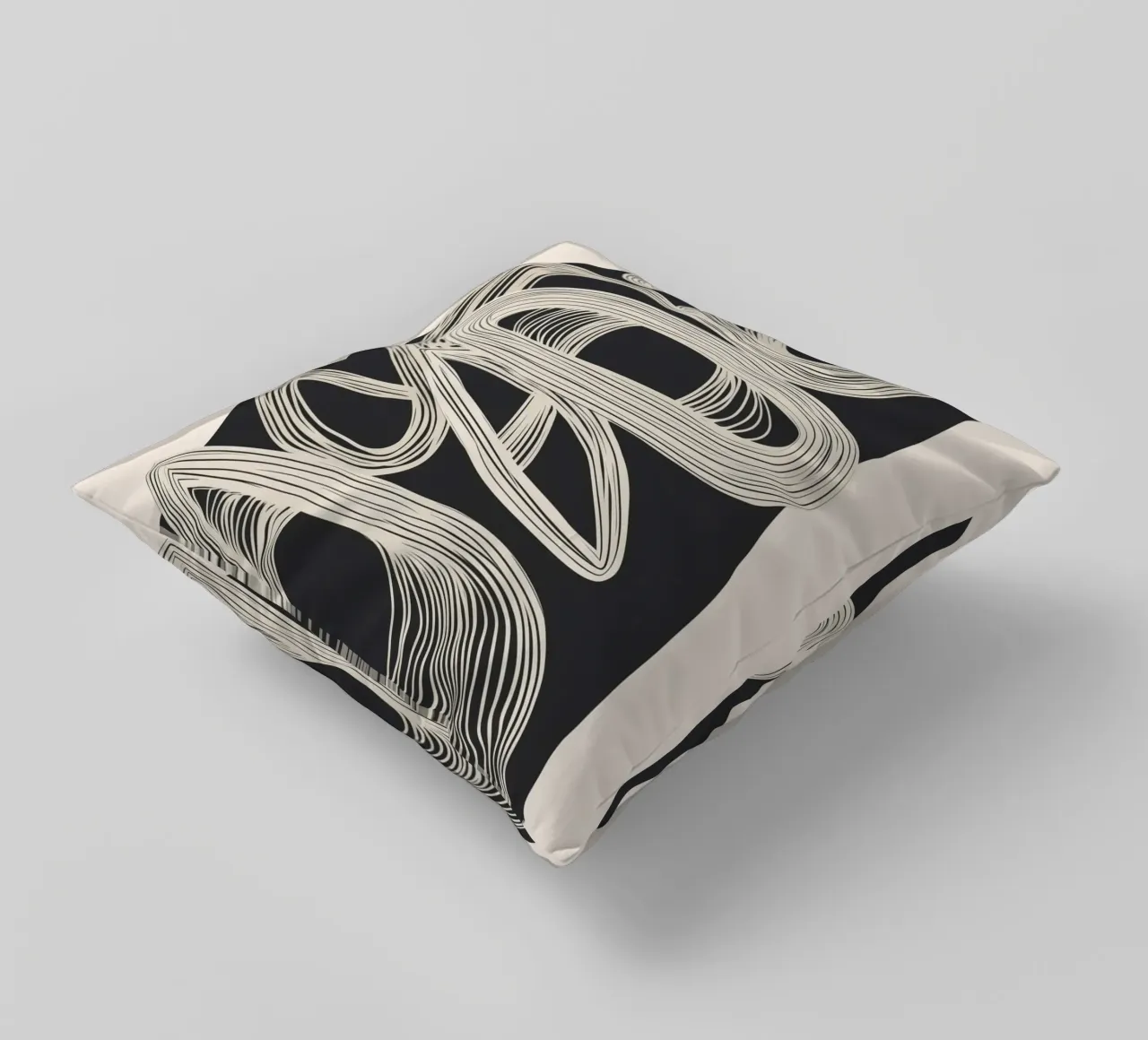 Continuous Flow - Monochrome Abstract Design Kissen von Flow Line