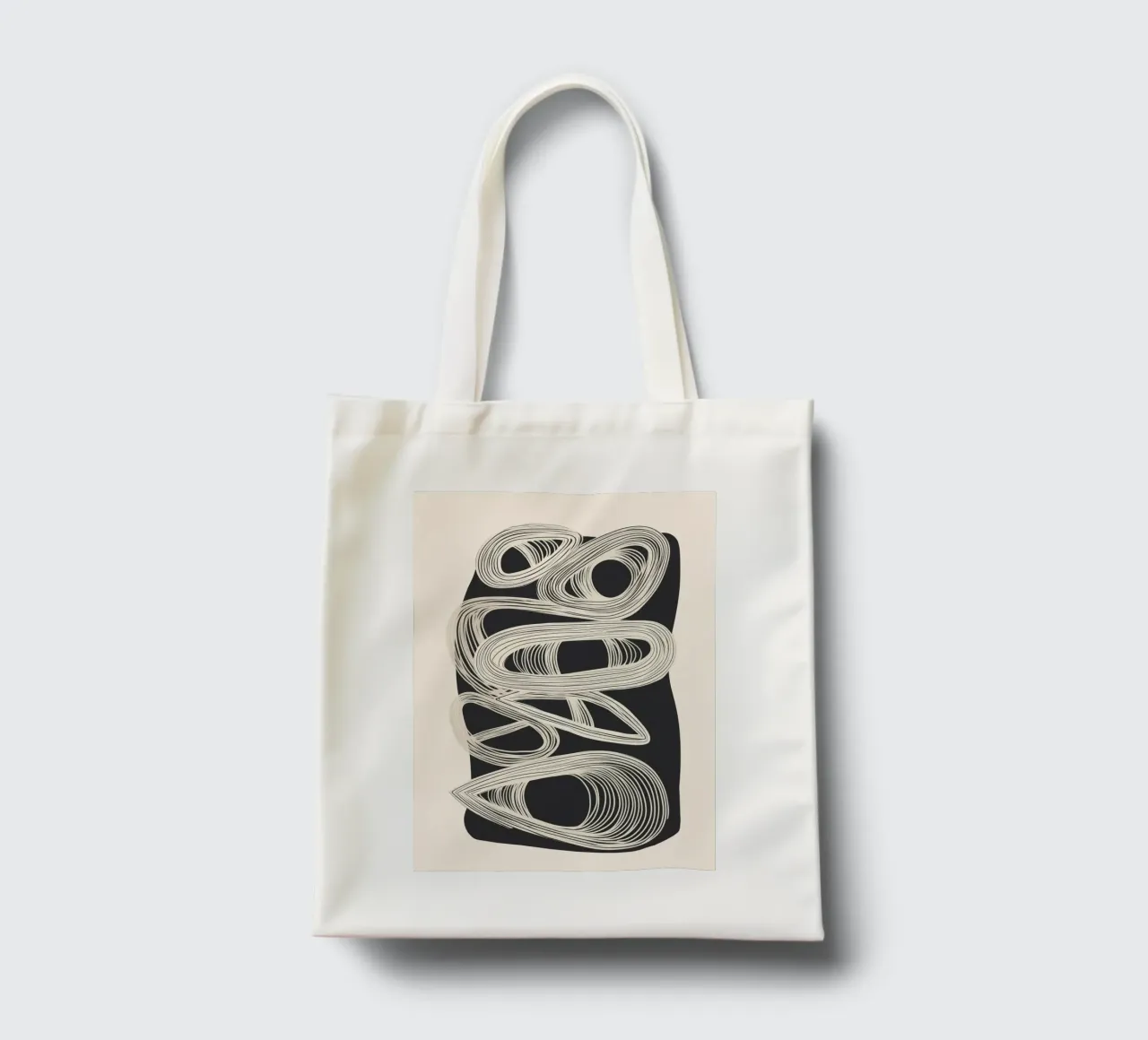 Continuous Flow - Monochrome Abstract Design borsa in juta da Flow Line