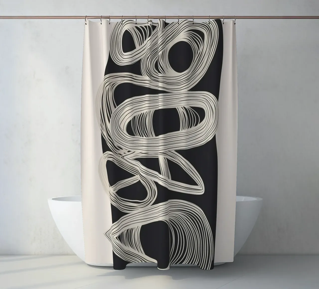 Continuous Flow - Monochrome Abstract Design Duschvorhang von Flow Line