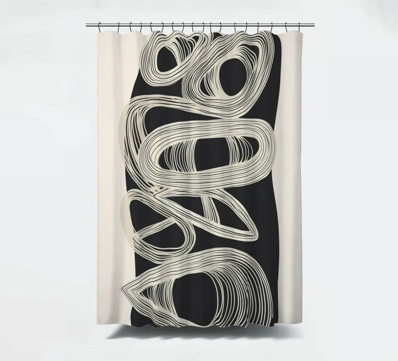Continuous Flow - Monochrome Abstract Design Duschvorhang von Flow Line
