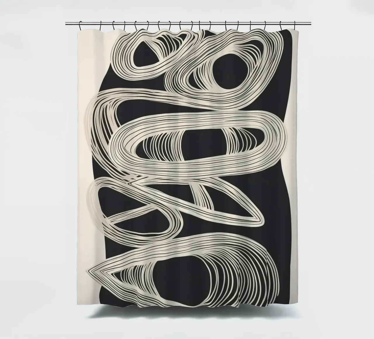 Continuous Flow - Monochrome Abstract Design Duschvorhang von Flow Line