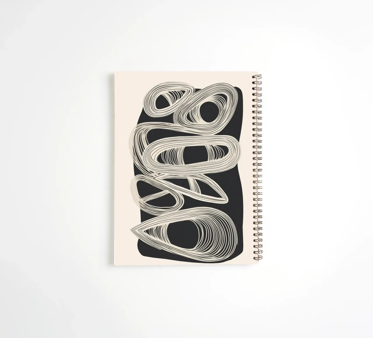 Continuous Flow - Monochrome Abstract Design spiral notebook by Flow Line