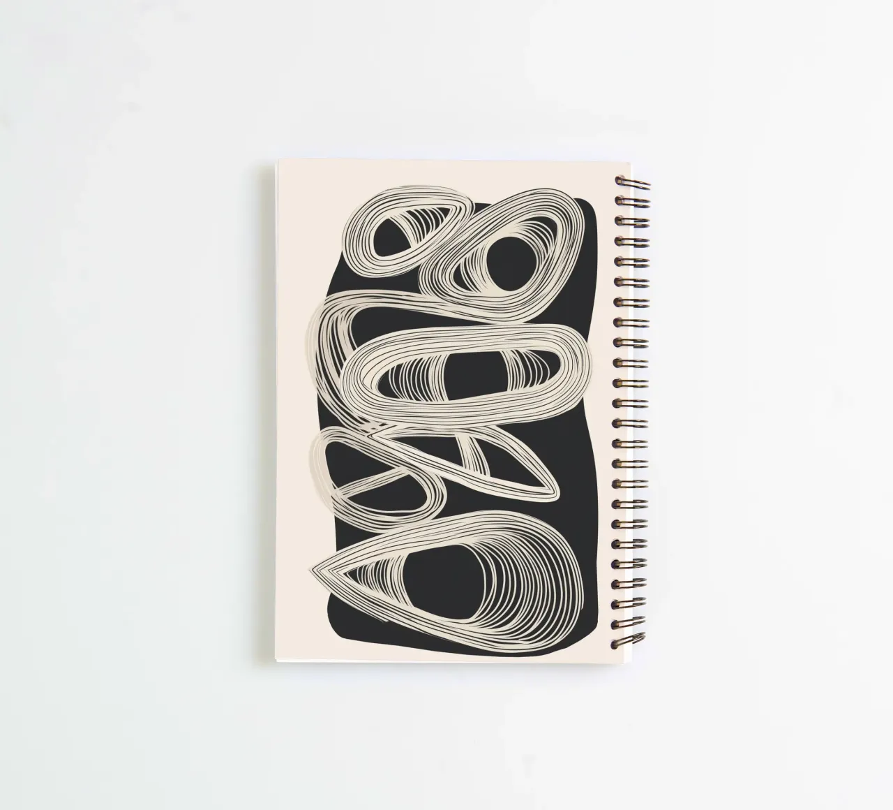 Continuous Flow - Monochrome Abstract Design spiral notebook by Flow Line