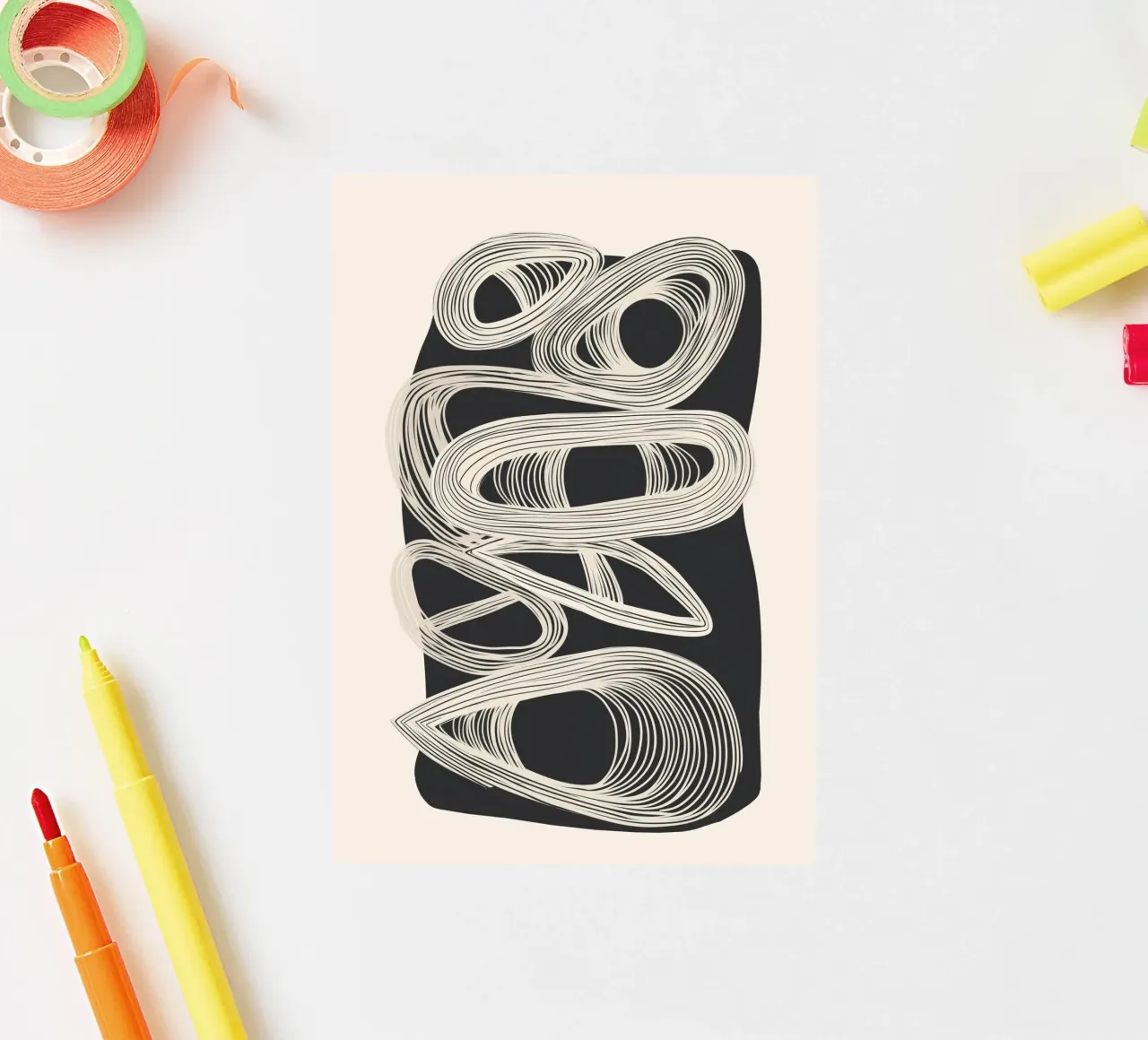 Continuous Flow - Monochrome Abstract Design adesivo da Flow Line