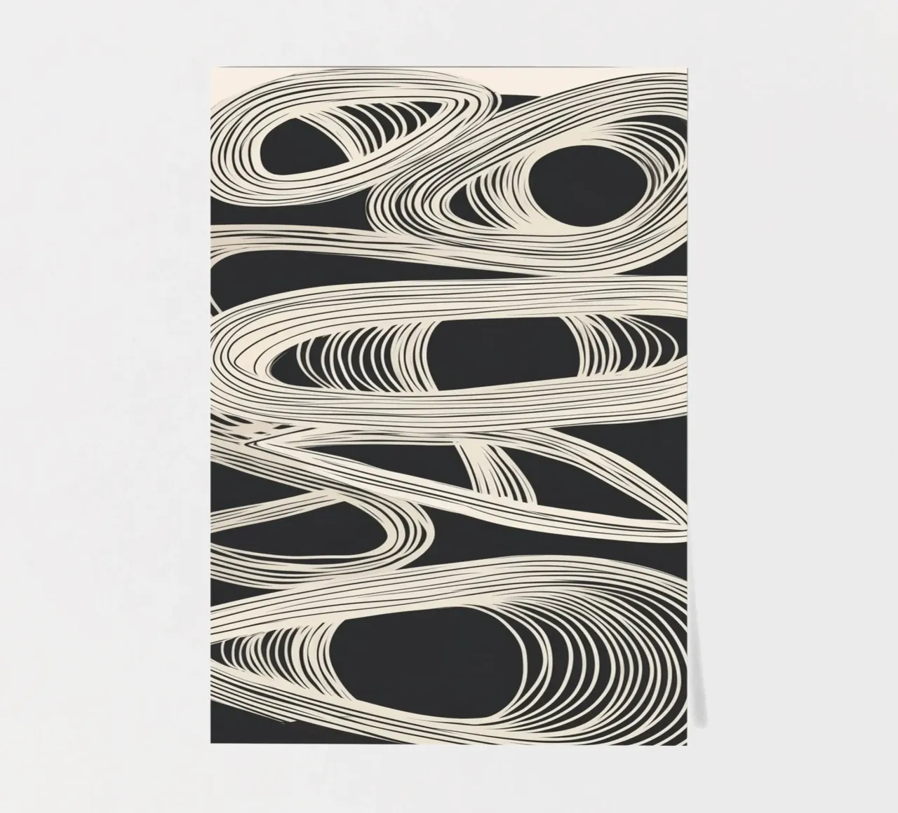 Continuous Flow - Monochrome Abstract Design foglio adesivo da Flow Line