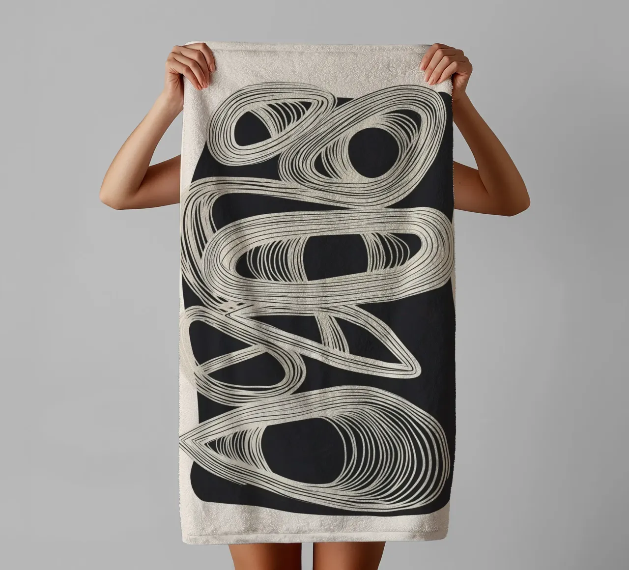 Continuous Flow - Monochrome Abstract Design asciugamano da bagno da Flow Line