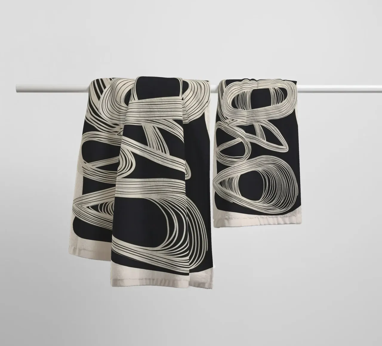 Continuous Flow - Monochrome Abstract Design asciugamano da bagno da Flow Line