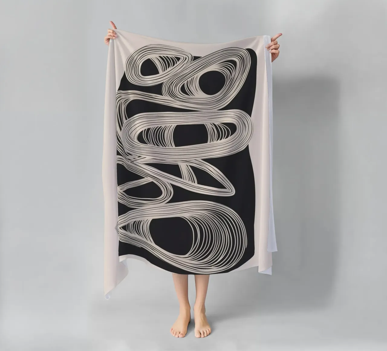 Continuous Flow - Monochrome Abstract Design telo mare da Flow Line