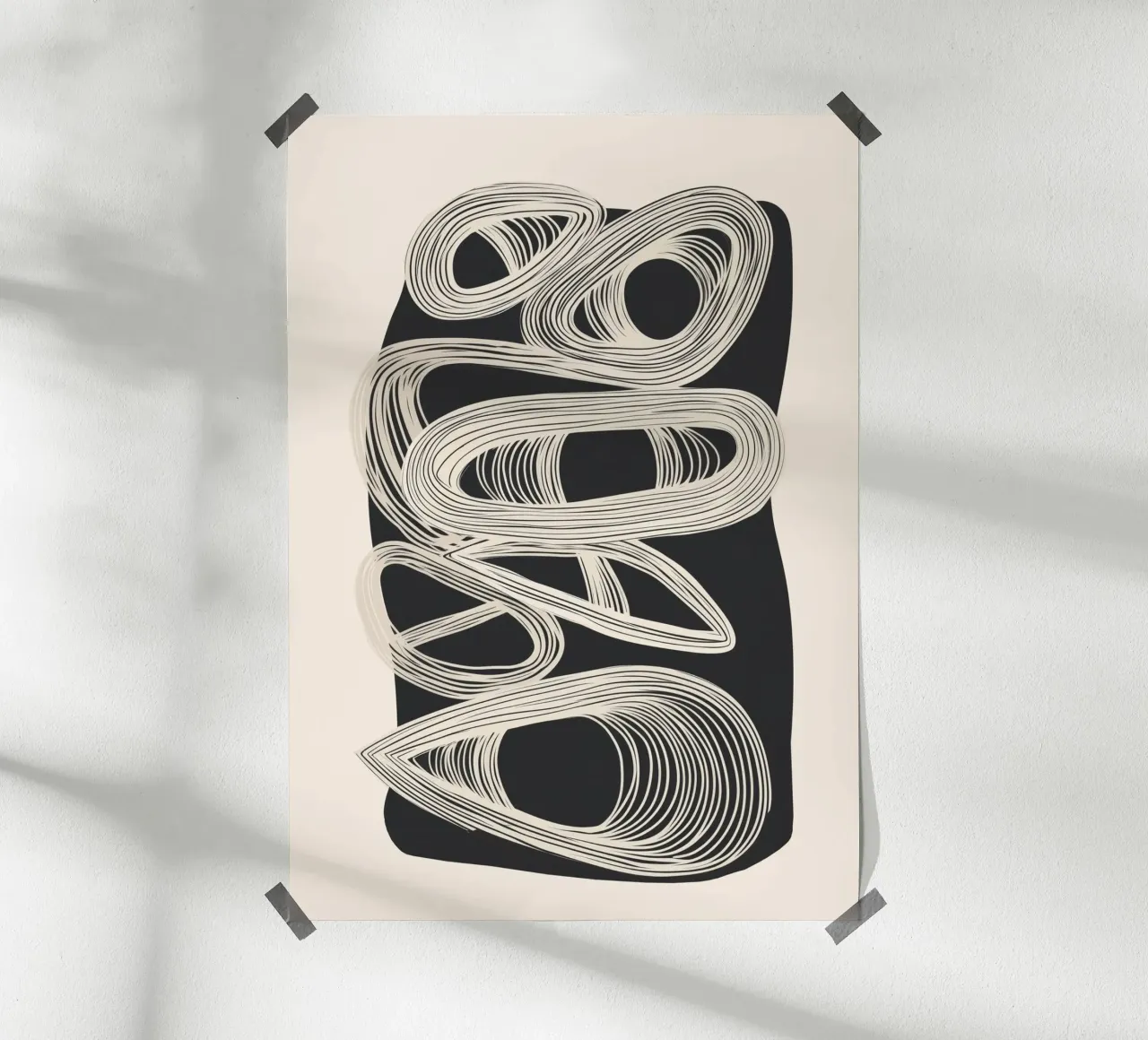 Continuous Flow - Monochrome Abstract Design carta hahnemühle da Flow Line