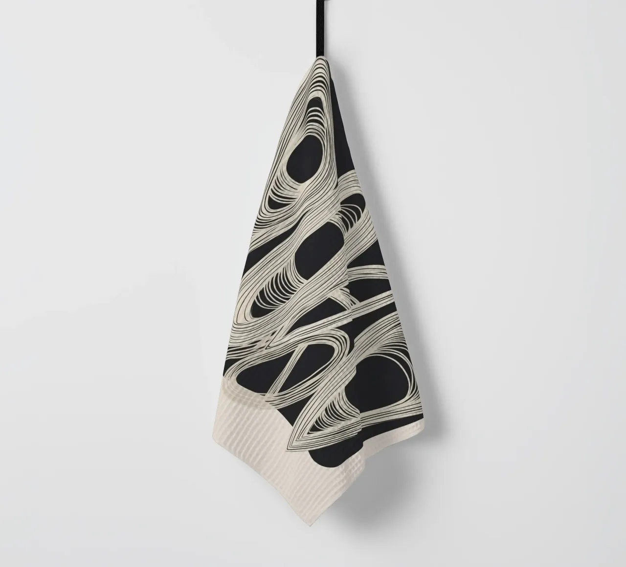 Continuous Flow - Monochrome Abstract Design canovaccio da cucina da Flow Line