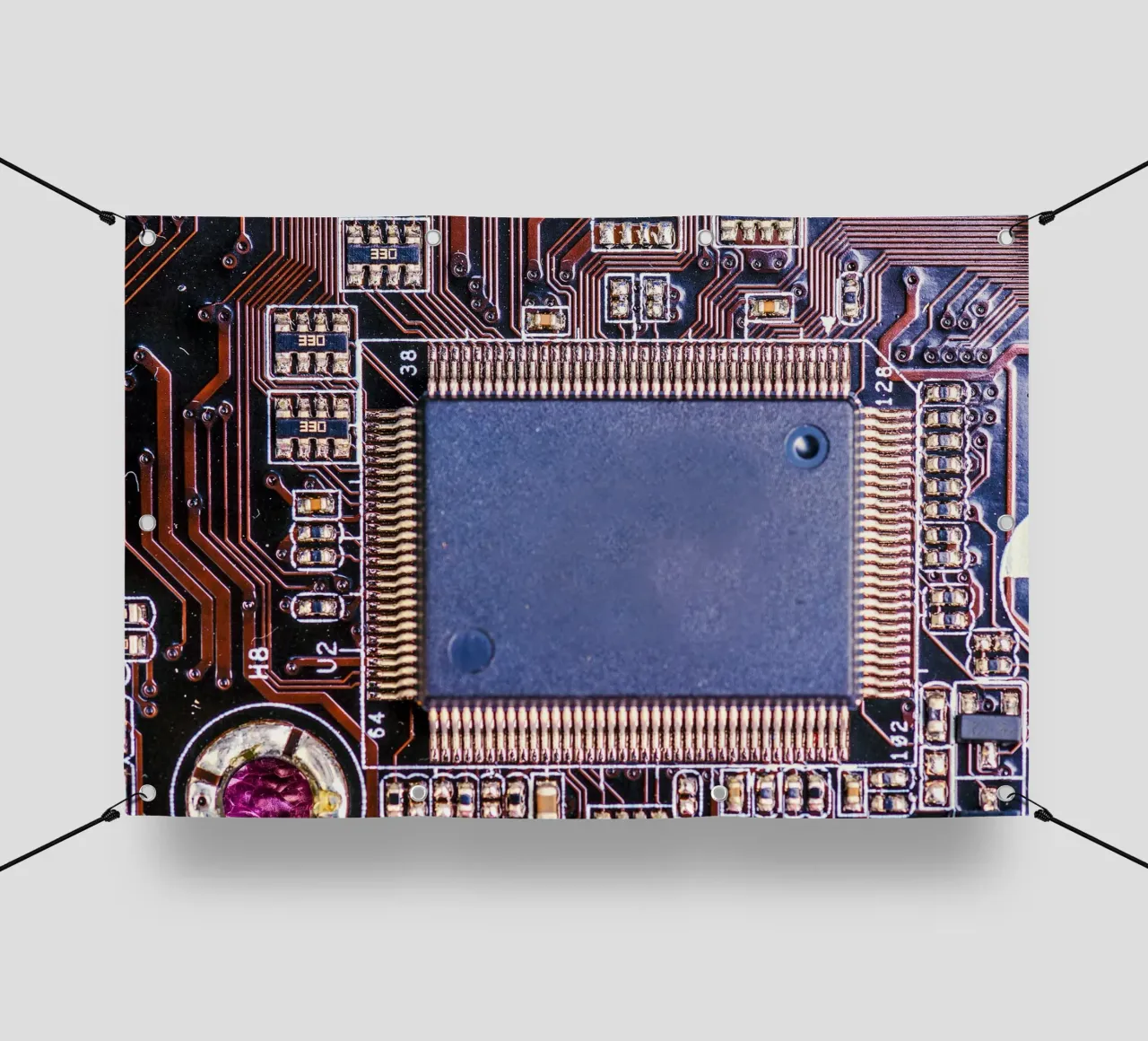 Microprocessore su circuito stampato in dettaglio telo in pvc da Bilderwelt - Kunst für die Wand