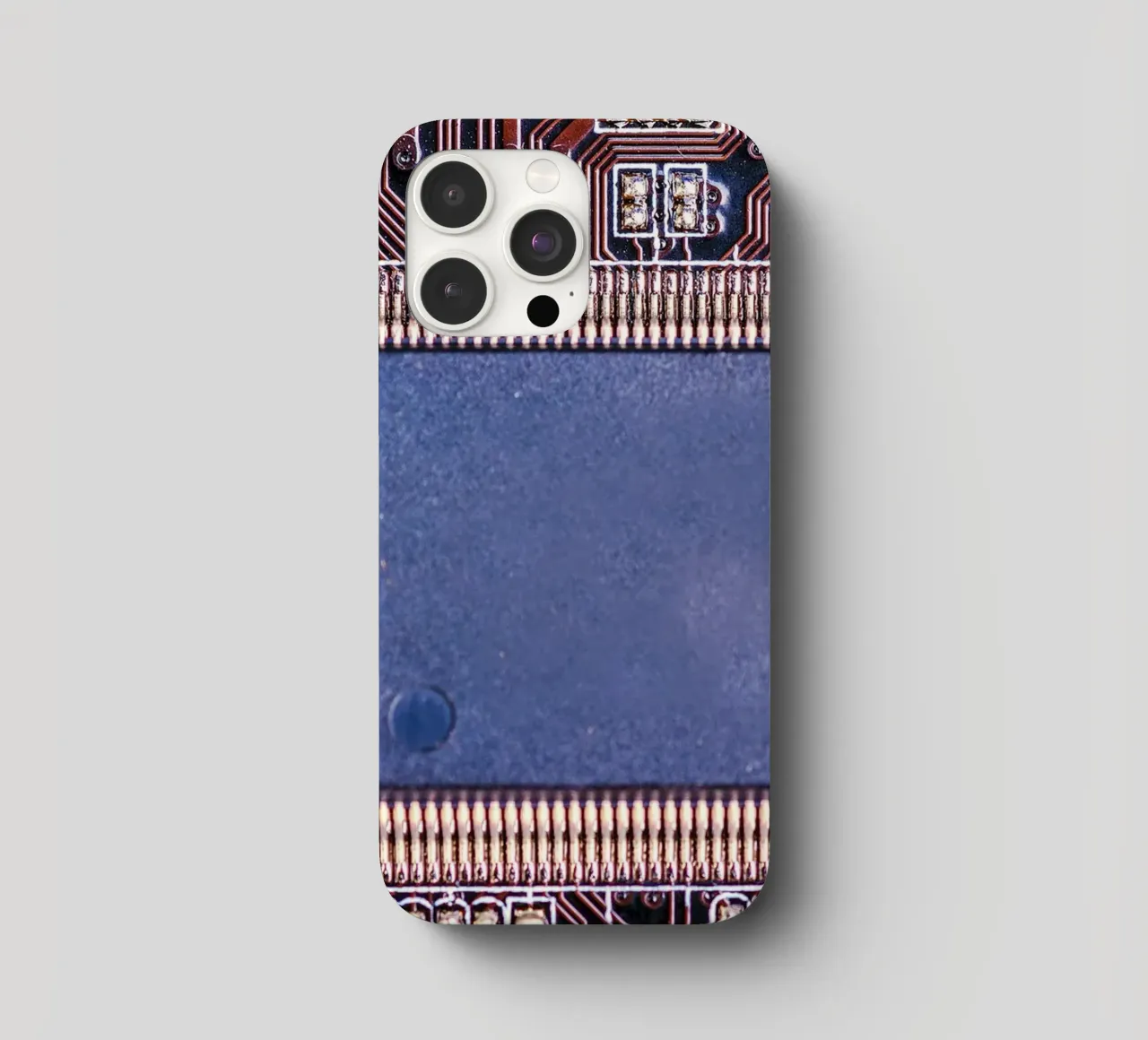 Microprocessor on printed circuit board in detail iphone case by Bilderwelt - Kunst für die Wand