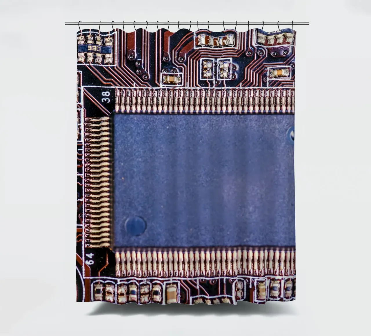 Microprocessor on printed circuit board in detail shower curtain by Bilderwelt - Kunst für die Wand