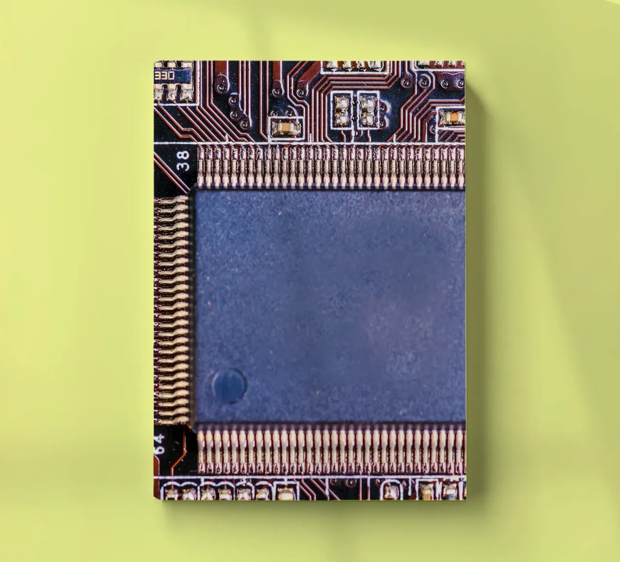 Microprocessor on printed circuit board in detail notebook by Bilderwelt - Kunst für die Wand