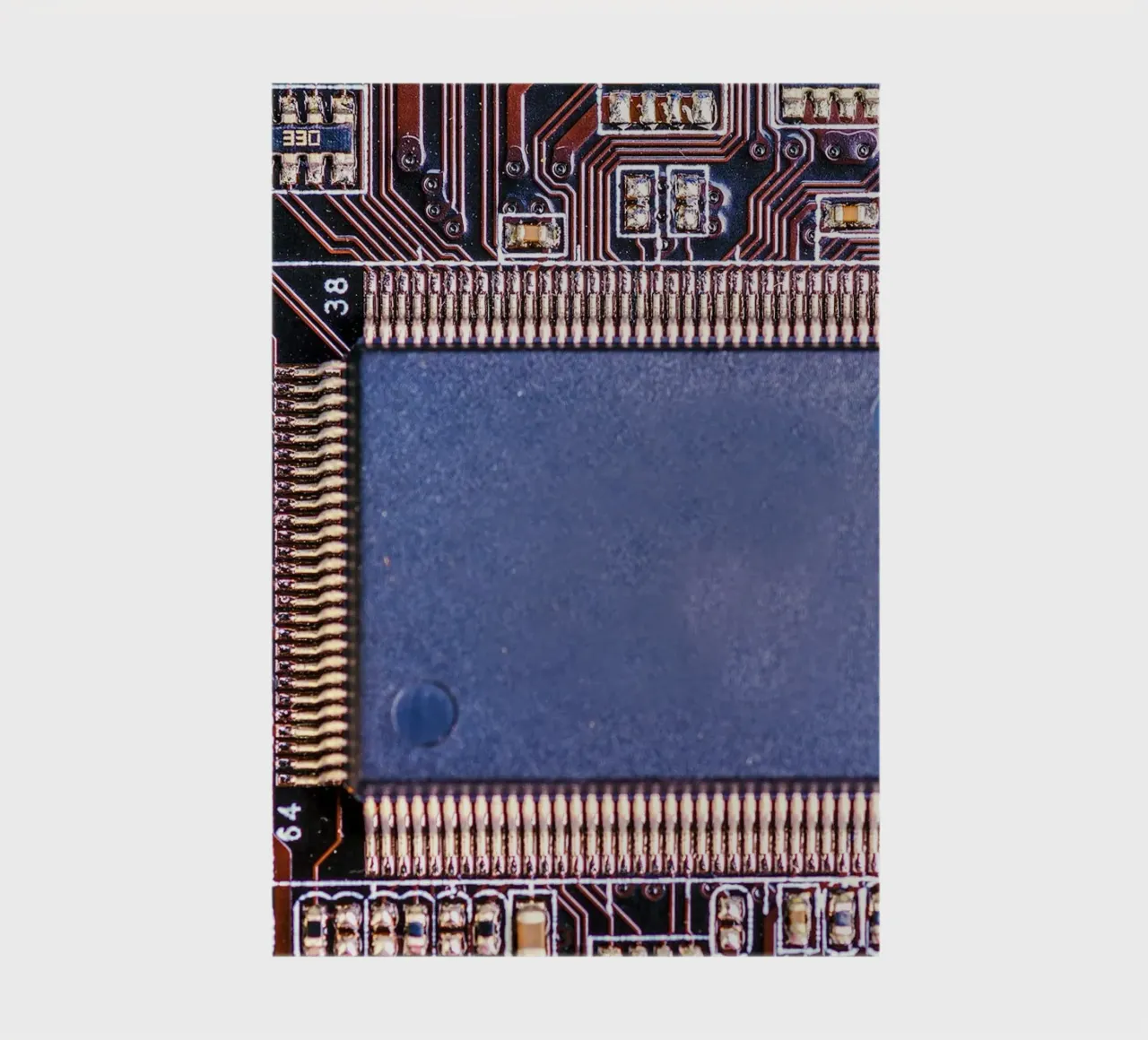 Microprocessor on printed circuit board in detail notebook by Bilderwelt - Kunst für die Wand