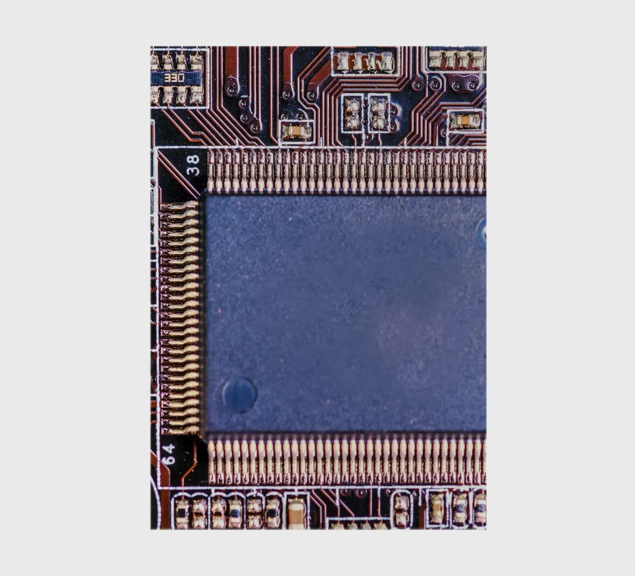 Microprocessor on printed circuit board in detail notebook by Bilderwelt - Kunst für die Wand