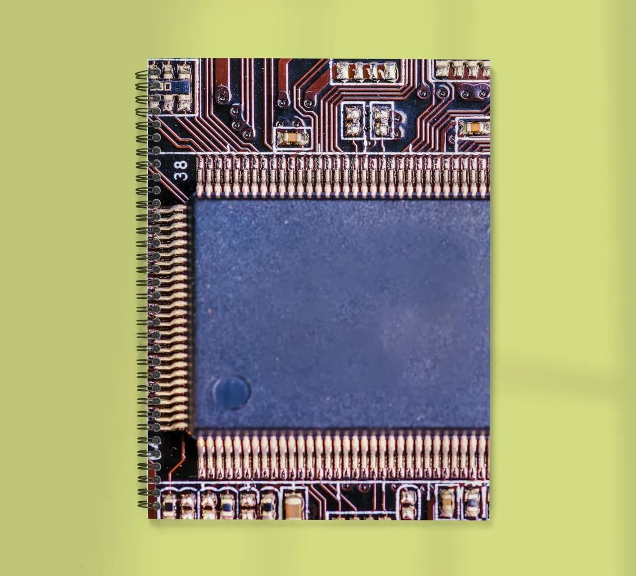 Microprocessor on printed circuit board in detail spiral notebook by Bilderwelt - Kunst für die Wand