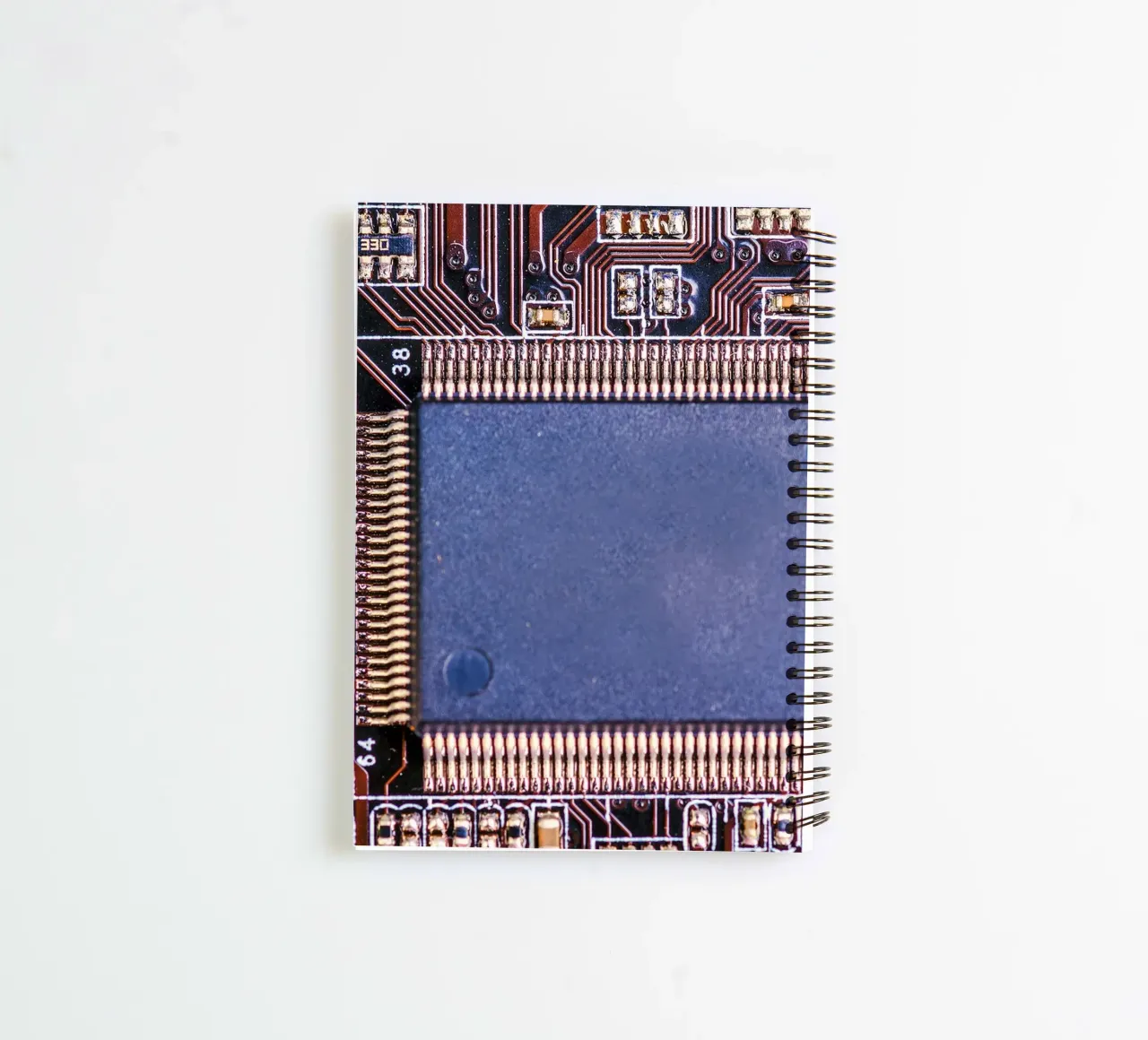 Microprocessor on printed circuit board in detail spiral notebook by Bilderwelt - Kunst für die Wand