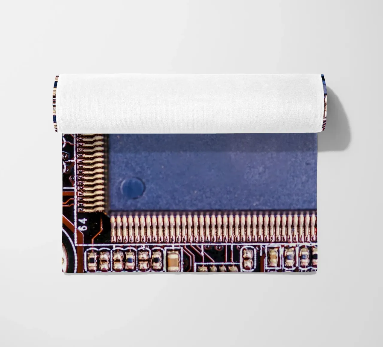 Microprocessor on printed circuit board in detail beach towel by Bilderwelt - Kunst für die Wand