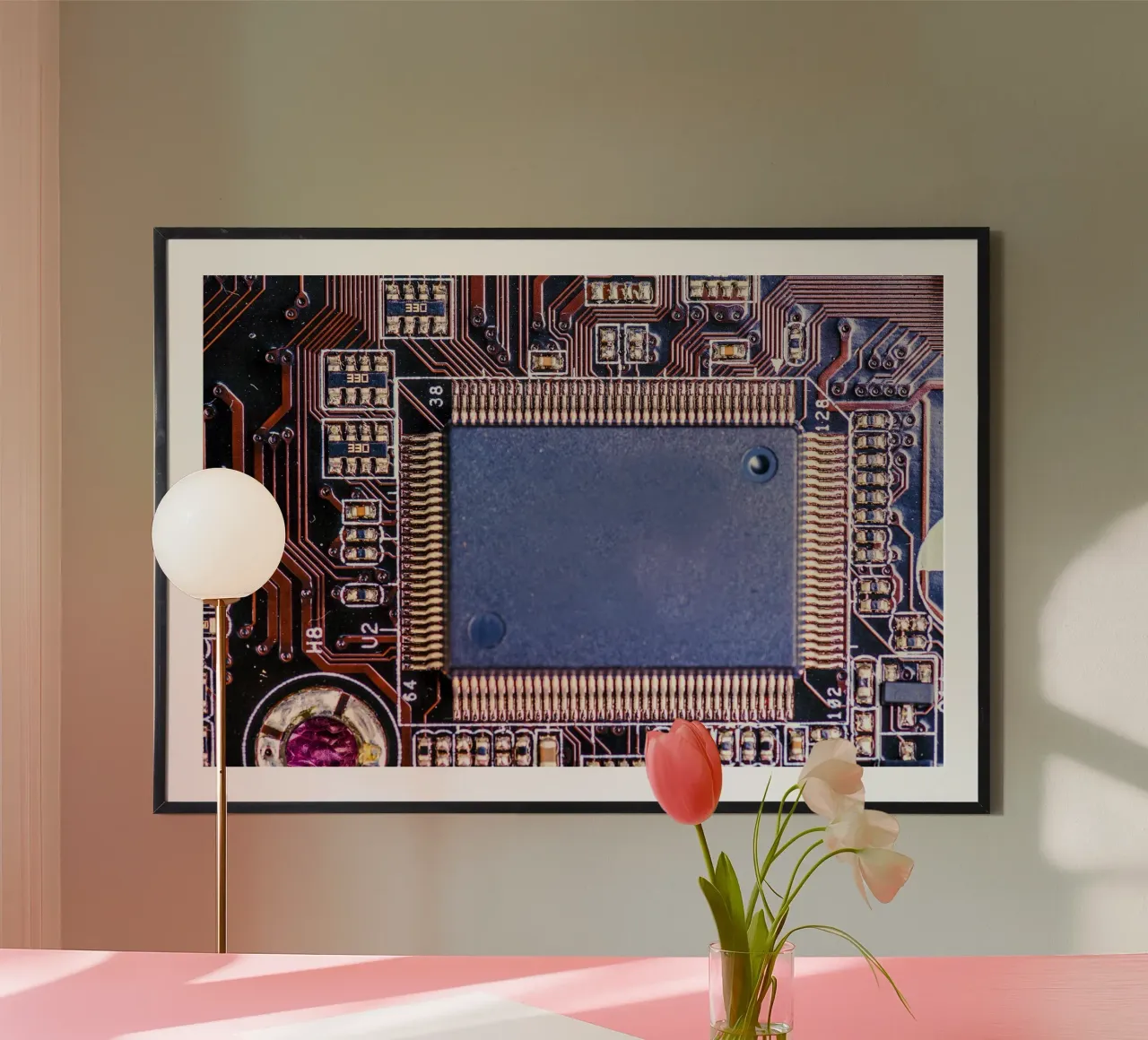 Microprocessor on printed circuit board in detail hahnemühle by Bilderwelt - Kunst für die Wand