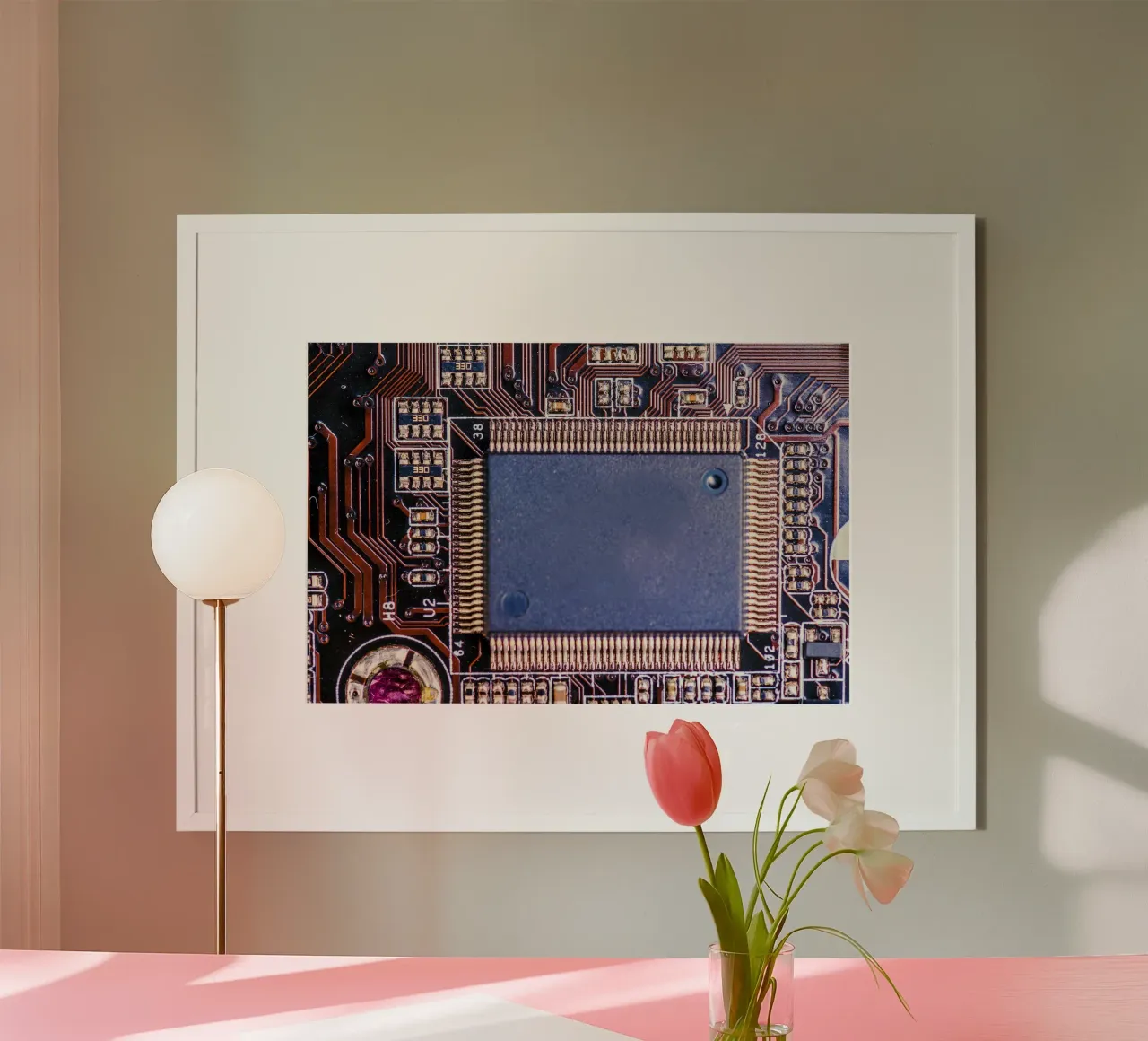 Microprocessor on printed circuit board in detail hahnemühle by Bilderwelt - Kunst für die Wand