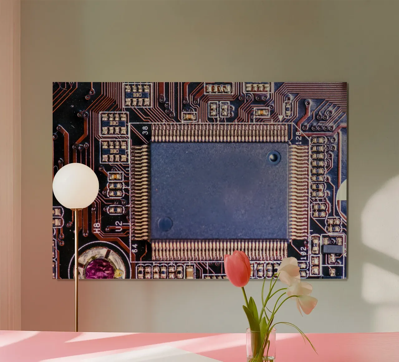 Microprocessor on printed circuit board in detail hahnemühle by Bilderwelt - Kunst für die Wand