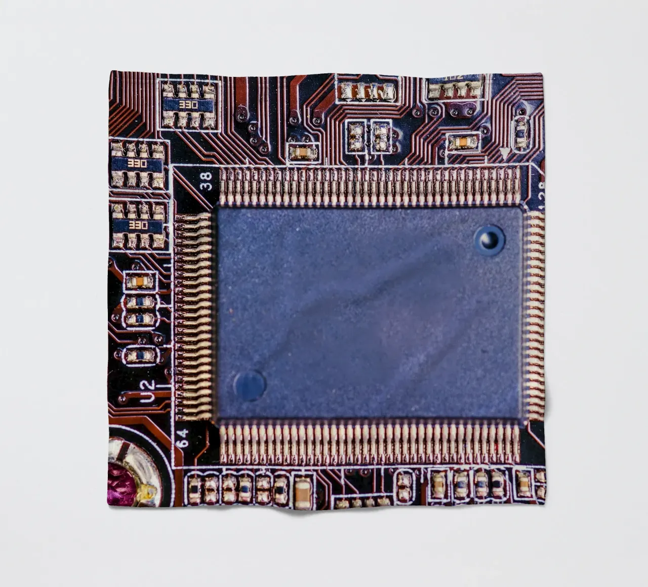 Microprocessore su circuito stampato in dettaglio coperta in pile da Bilderwelt - Kunst für die Wand