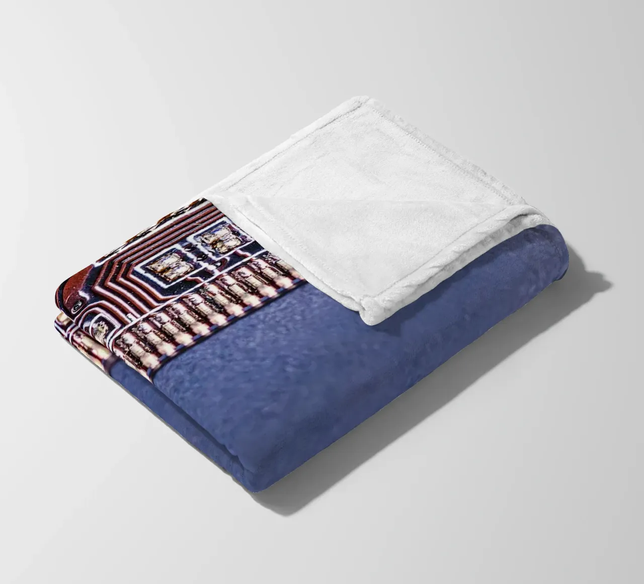 Microprocessor on printed circuit board in detail fleece blanket by Bilderwelt - Kunst für die Wand