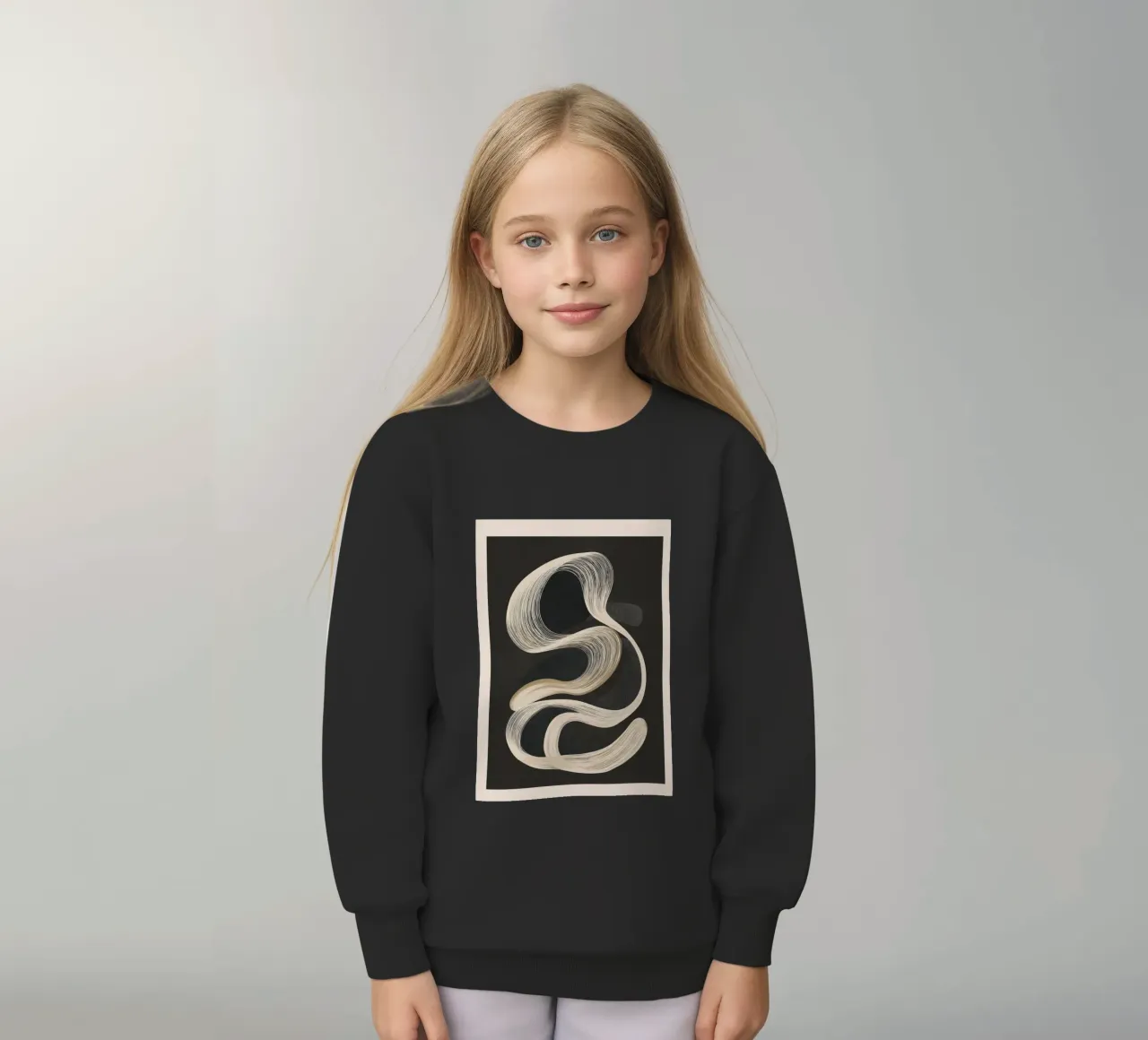 Monochrome Flow - Abstract Line Movement felpa bambino da Flow Line