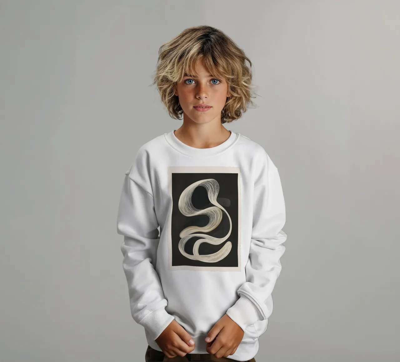 Monochrome Flow - Abstract Line Movement felpa bambino da Flow Line