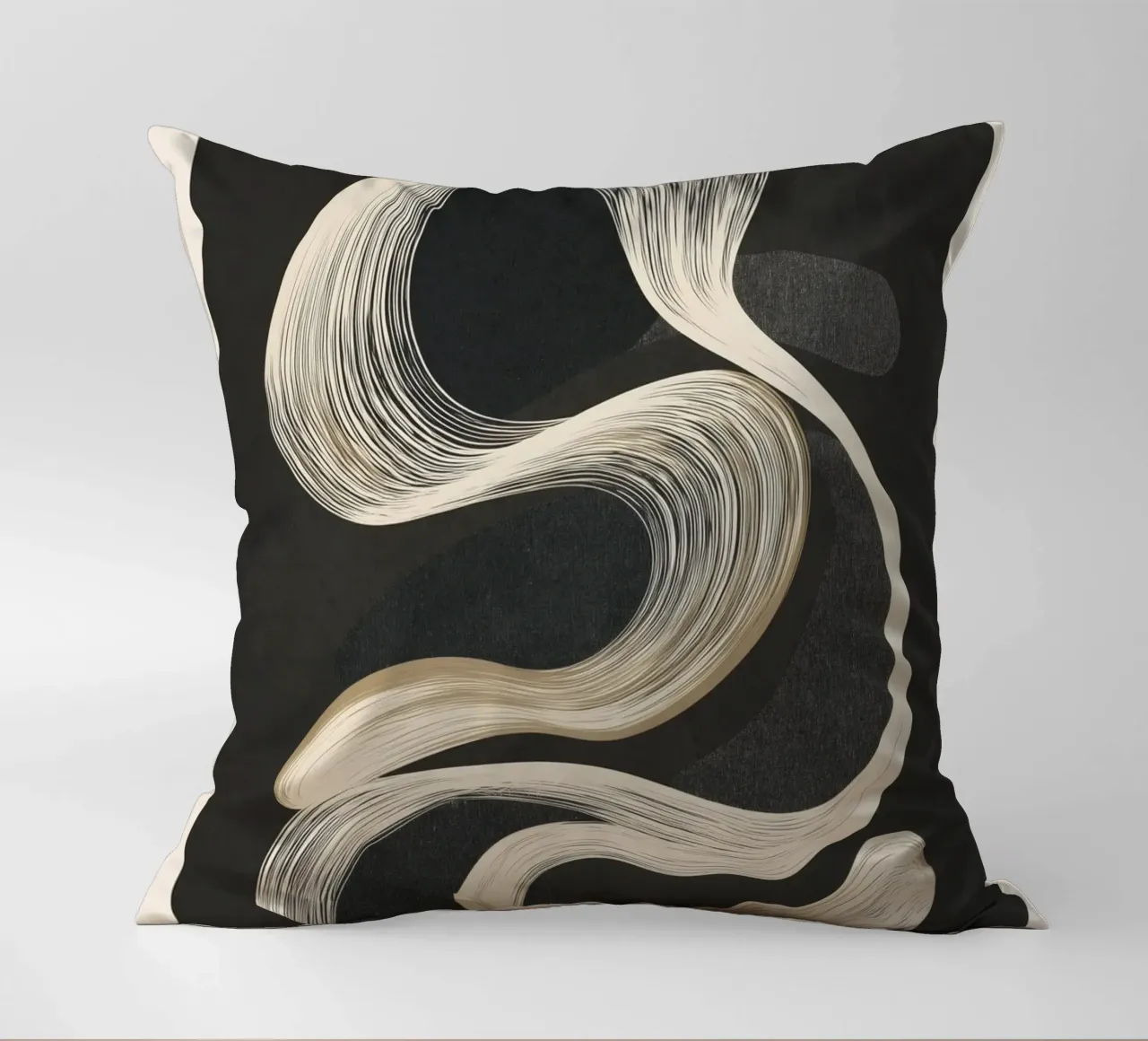 Monochrome Flow - Abstract Line Movement cuscino da Flow Line