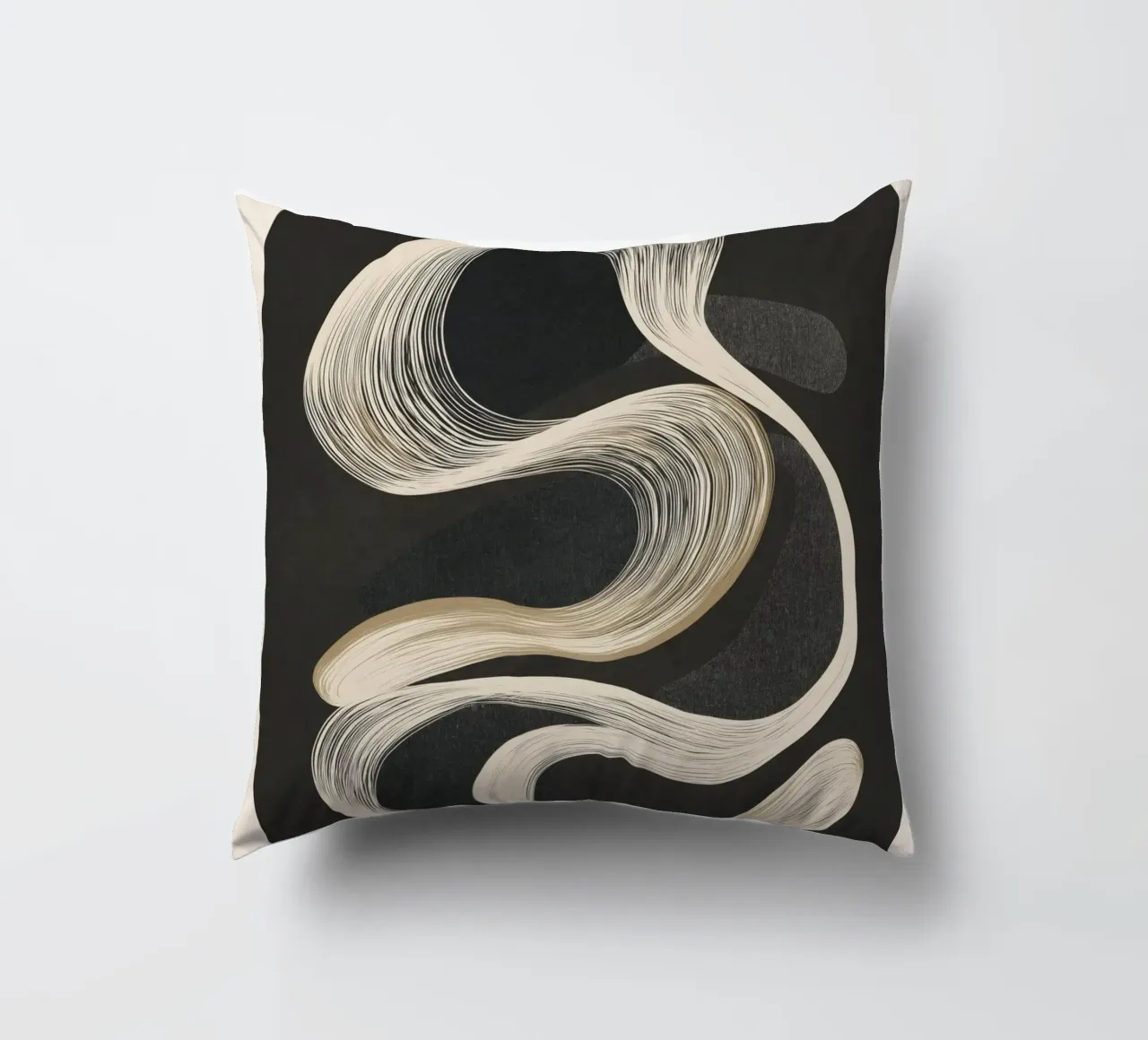 Monochrome Flow - Abstract Line Movement cuscino da Flow Line